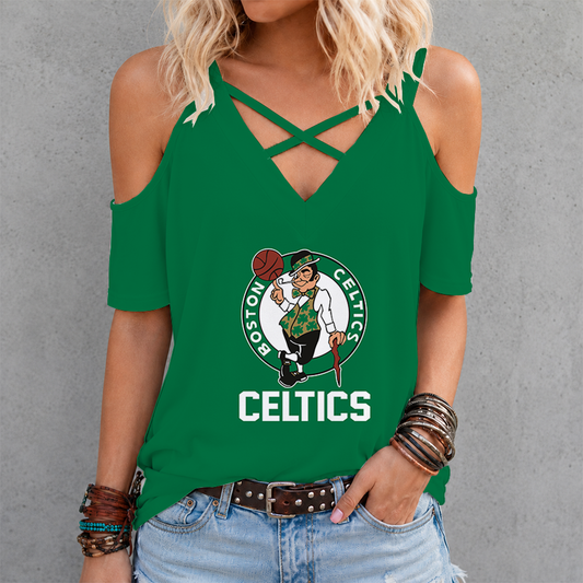 [HOT DEAL] NEW CUSTOMIZED NBA03 BCE BOSTON CELTICS CRISS CROSS V-NECK TOP