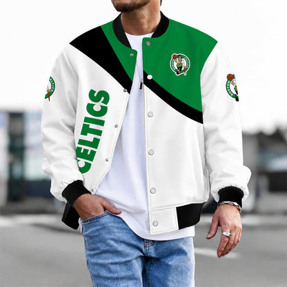 [HOT DEAL] NEW CUSTOMIZED NBA03 BCE BOSTON CELTICS BASEBALL JACKET, SATIN VARSITY JACKET