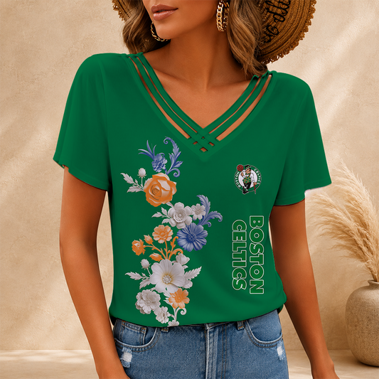 [HOT DEAL] NEW CUSTOMIZED NBA03 BCE BOSTON CELTICS V-NECK SHIRT