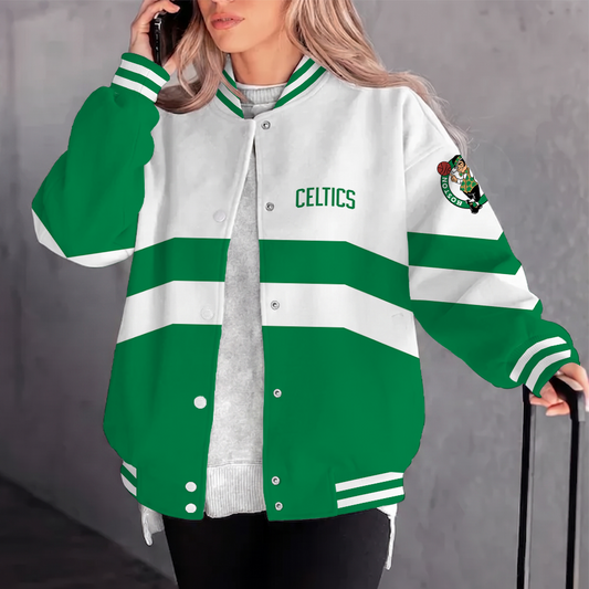 [HOT DEAL] NEW CUSTOMIZED NBA03 BCE BOSTON CELTICS BASEBALL JACKET, SATIN VARSITY JACKET