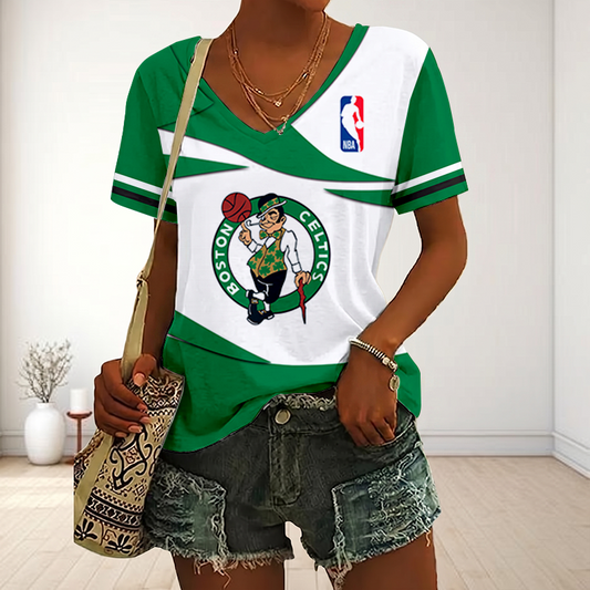 [HOT DEAL] NEW CUSTOMIZED NBA03 BCE BOSTON CELTICS V-NECK FEMALE SHIRT