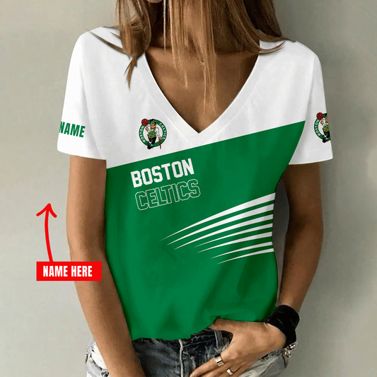 [HOT DEAL] NEW CUSTOMIZED NBA03 BCE BOSTON CELTICS V-NECK FEMALE SHIRT