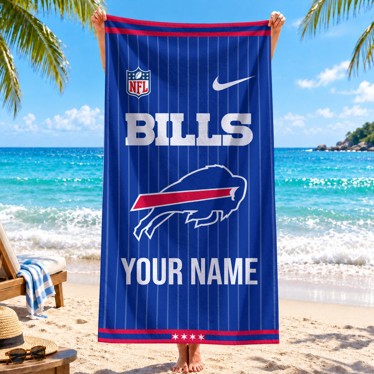 [SPECIAL OFFER] NEW CUSTOMIZED NFL03 BFB BUFFALO BILLS BEACH TOWEL