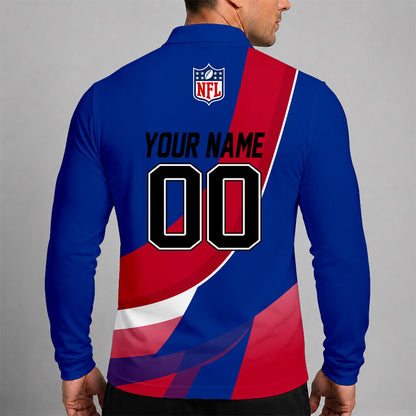 [SPECIAL OFFER] NEW CUSTOMIZED NFL03 BFB BUFFALO BILLS LONG SLEEVE POLO SHIRT