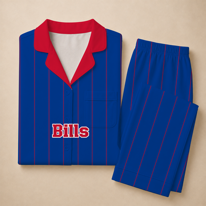 [SPECIAL OFFER] NEW CUSTOMIZED NFL03 BFB BUFFALO BILLS SHORT SLEEVE & LONG PANTS PAJAMAS SET