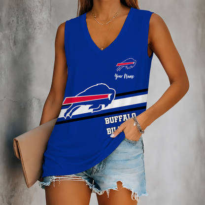 [SPECIAL OFFER] NEW CUSTOMIZED NFL03 BFB BUFFALO BILLS WOMEN'S V-NECK TANK TOP