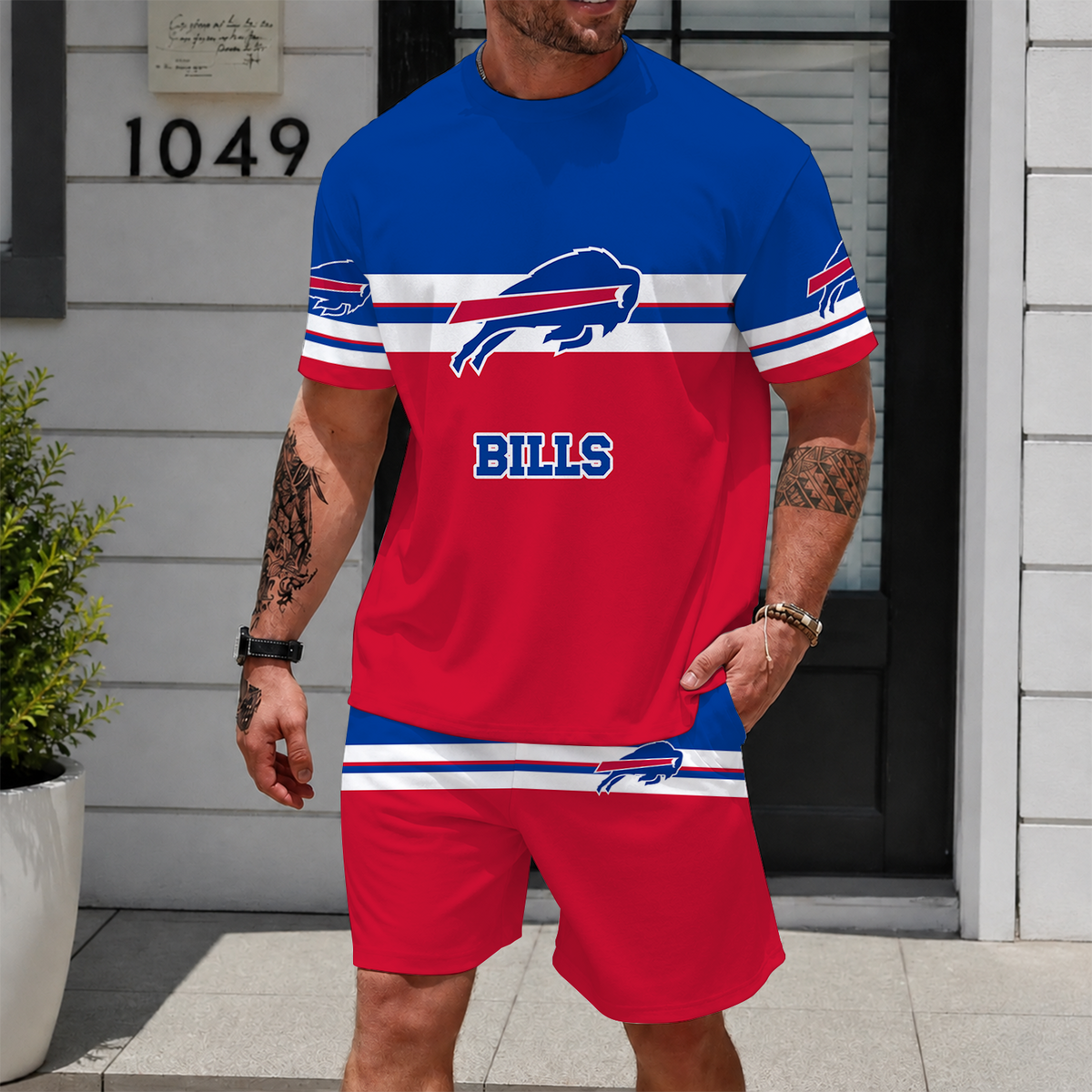 [SPECIAL OFFER] NEWCUSTOMIZED NFL03 BFB BUFFALO BILLS UNISEX T-SHIRT & SHORTS SET