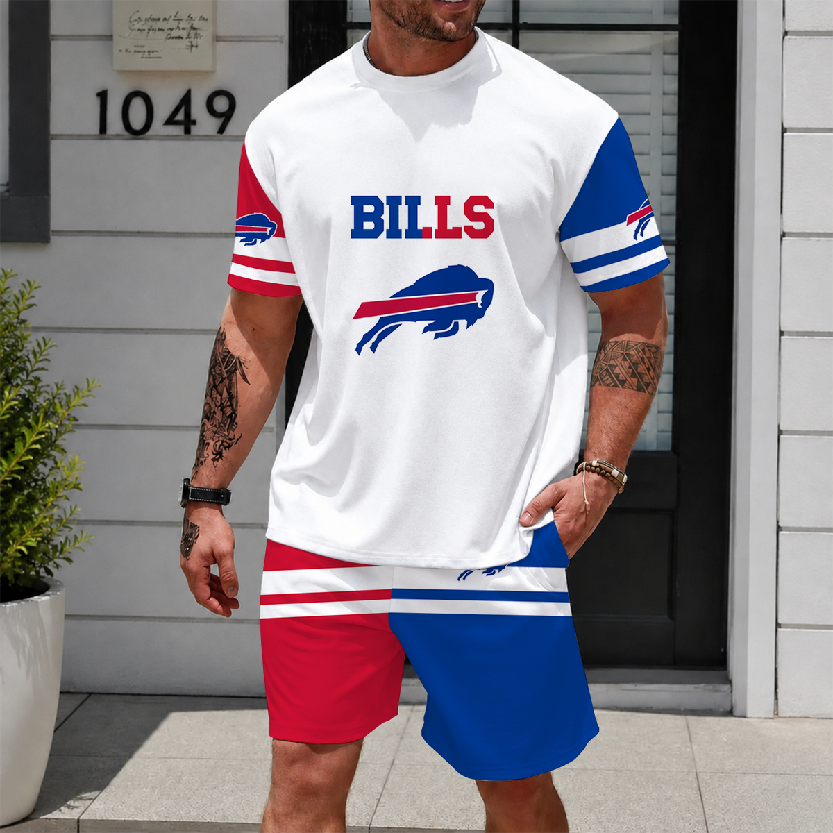 [SPECIAL OFFER] NEWCUSTOMIZED NFL03 BFB BUFFALO BILLS UNISEX T-SHIRT & SHORTS SET