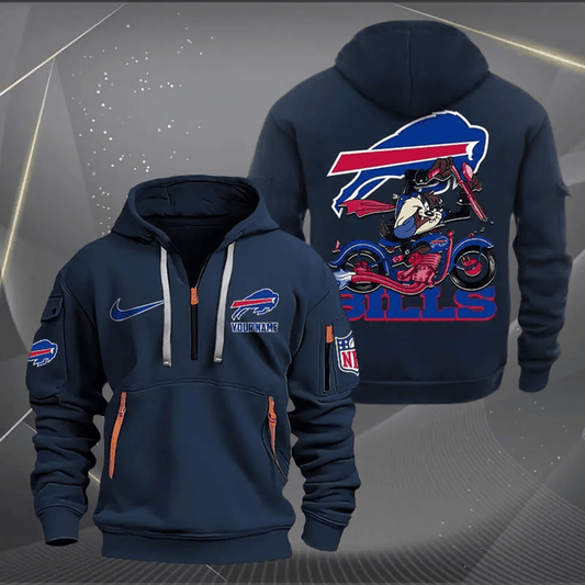 [SPECIAL OFFER] NEW CUSTOMIZED NFL03 BFB BUFFALO BILLS MUTICOLOR QUARTER ZIP HOODIE