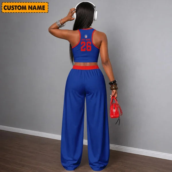 [SPECIAL OFFER] NEW CUSTOMIZED NFL03 BFB BUFFALO BILLS WOMEN'S CROP TOP & LONGPANTS SET
