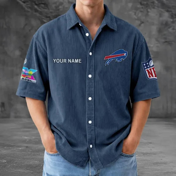 [HOT DEAL] NEW CUSTOMIZED NFL03 BFB BUFFALO BILLS SEERSUCKER BUTTON SHIRT
