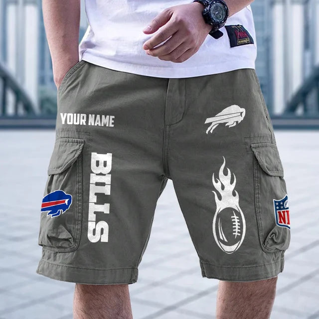 [SPECIAL OFFER] NEW CUSTOMIZED NFL03 BFB BUFFALO BILLS CARGO SHORTS