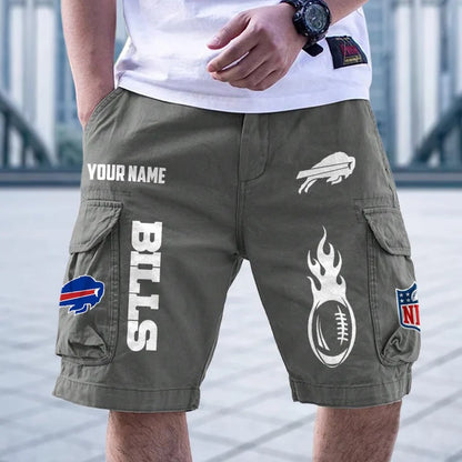 [SPECIAL OFFER] NEW CUSTOMIZED NFL03 BFB BUFFALO BILLS CARGO SHORTS