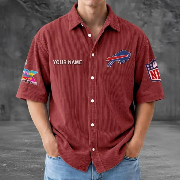 [HOT DEAL] NEW CUSTOMIZED NFL03 BFB BUFFALO BILLS SEERSUCKER BUTTON SHIRT