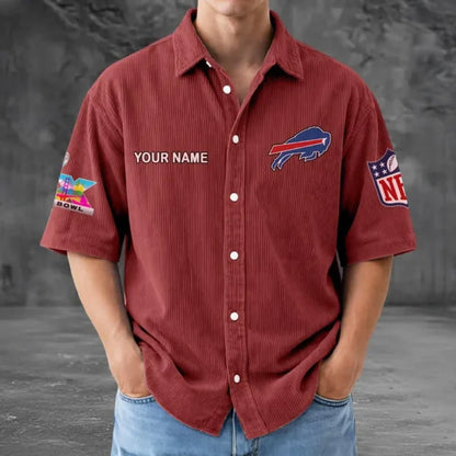 [HOT DEAL] NEW CUSTOMIZED NFL03 BFB BUFFALO BILLS SEERSUCKER BUTTON SHIRT