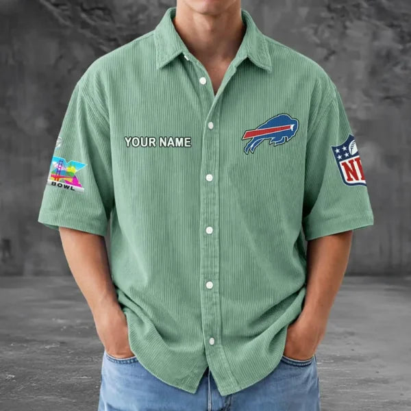 [HOT DEAL] NEW CUSTOMIZED NFL03 BFB BUFFALO BILLS SEERSUCKER BUTTON SHIRT