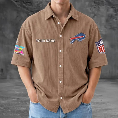 [HOT DEAL] NEW CUSTOMIZED NFL03 BFB BUFFALO BILLS SEERSUCKER BUTTON SHIRT