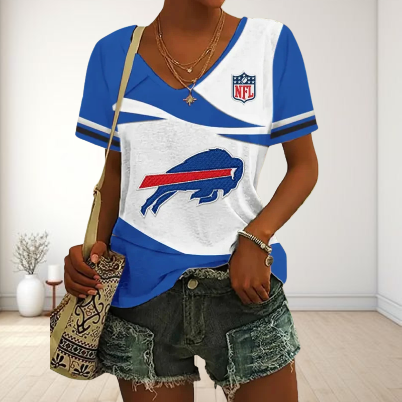SPECIAL OFFER] NEW CUSTOMIZED NFL03 BFB BUFFALO BILLS V-NECK FEMALE SHIRT
