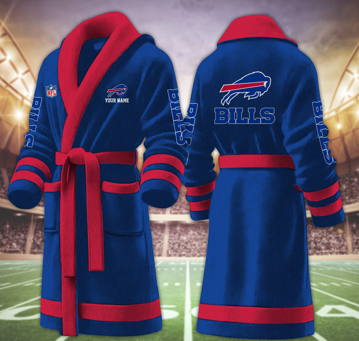 [SPECIAL OFFER] NEW CUSTOMIZED NFL03 BFB BUFFALO BILLS MULTICOLOR FLEECE BATHROBE