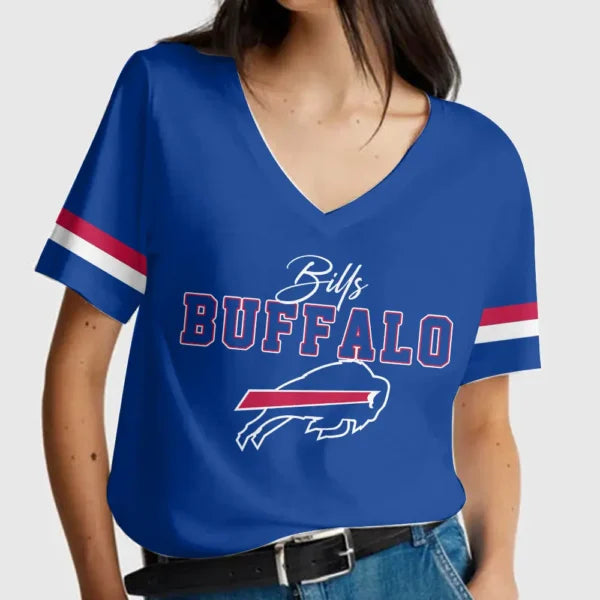 [SPECIAL OFFER] NEW CUSTOMIZED NFL03 BFB BUFFALO BILLS V-NECK FEMALE SHIRT