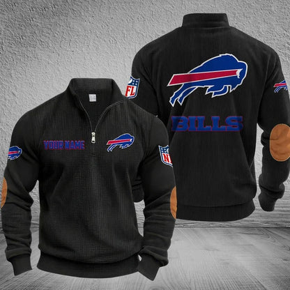 [SPECIAL OFFER] NEW CUSTOMIZED NFL03 BFB BUFFALO BILLS MULTICOLOR STRIPED QUATER ZIP SWEATSHIRT