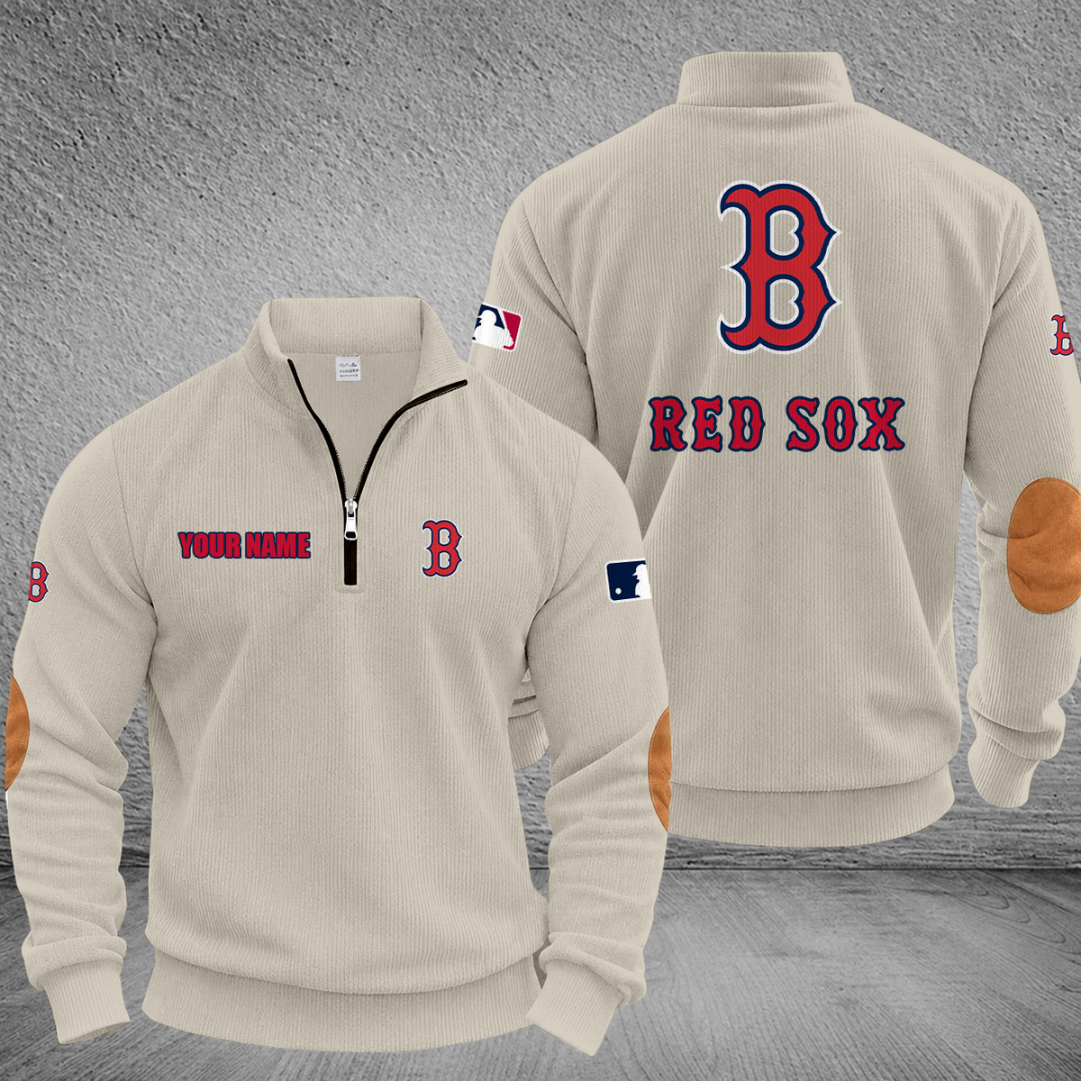 [FLASH SALE] NEW CUSTOMIZED MLB03 BRS BOSTON RED SOX MULTICOLOR STRIPED QUATER ZIP SWEATSHIRT