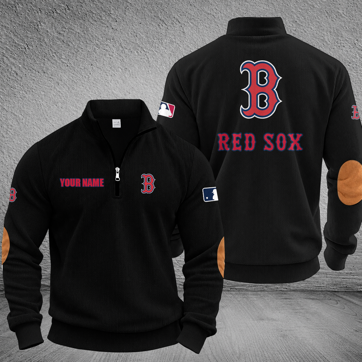 [FLASH SALE] NEW CUSTOMIZED MLB03 BRS BOSTON RED SOX MULTICOLOR STRIPED QUATER ZIP SWEATSHIRT