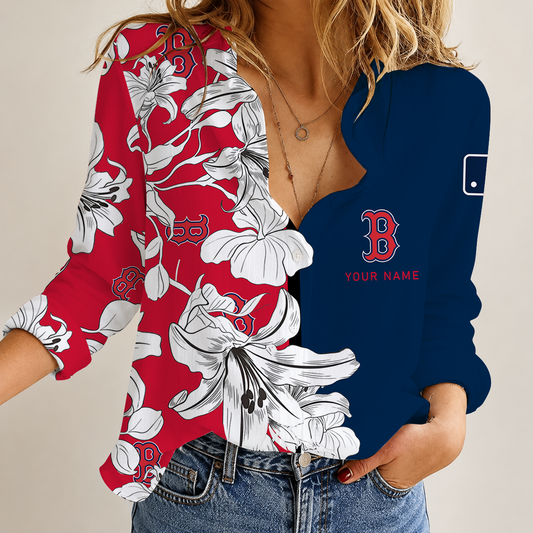 [FLASH SALE] NEW CUSTOMIZED MLB03 BRS BOSTON RED SOX WOMEN CASUAL SHIRT