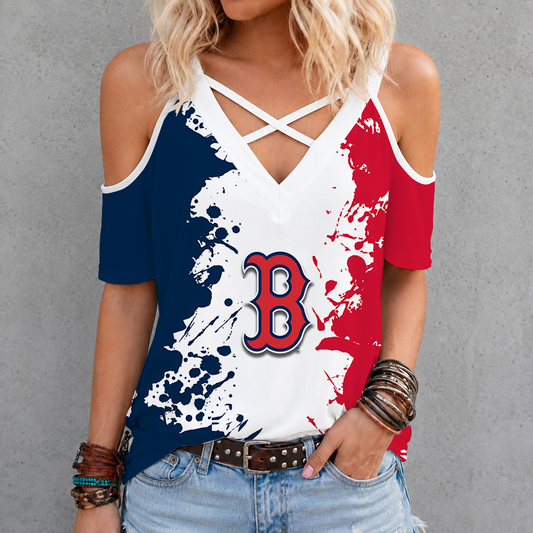 [FLASH SALE] NEW CUSTOMIZED MLB03 BRS BOSTON RED SOX CRISS CROSS V-NECK TOP
