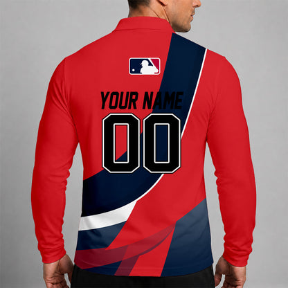 [FLASH SALE] NEW CUSTOMIZED MLB03 BRS BOSTON RED SOX MEN'S LONG SLEEVE POLO