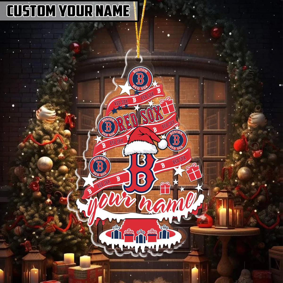 [FLASH SALE] NEW CUSTOMIZED MLB03 BRS BOSTON RED SOX CHRISTMAS ACRYLIC ORNAMENT