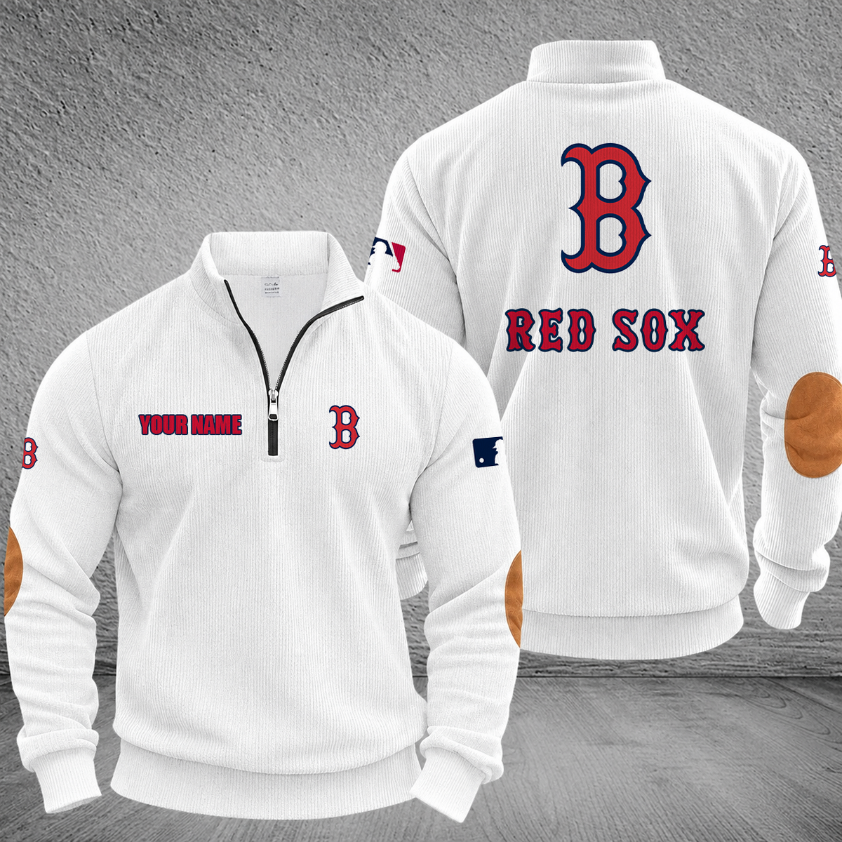 [FLASH SALE] NEW CUSTOMIZED MLB03 BRS BOSTON RED SOX MULTICOLOR STRIPED QUATER ZIP SWEATSHIRT