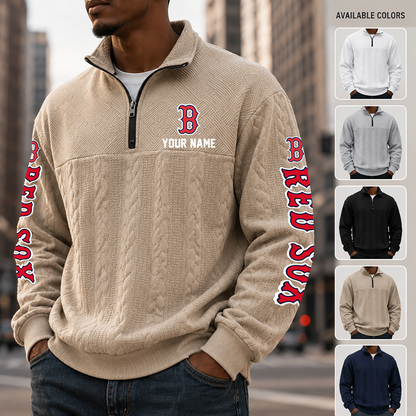 [FLASH SALE] NEW CUSTOMIZED MLB03 BRS BOSTON RED SOX MULTICOLOR QUARTER-ZIP SWEATSHIRT