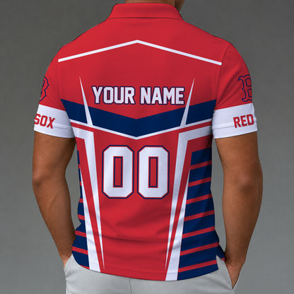 [FLASH SALE] NEW CUSTOMIZED MLB03 BRS BOSTON RED SOX ZIP POLO SHIRT