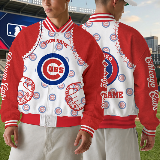 [FLASH SALE] NEW CUSTOMIZED MLB04 CCS CHICAGO CUBS SATIN VARSITY & BASEBALL JACKET