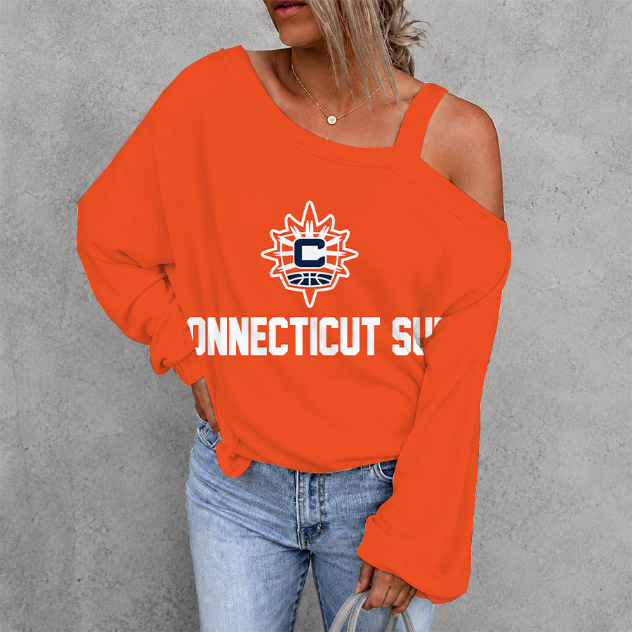 [FAN FAVORITE] NEW CUSTOMIZED WNBA03 CTS CONNECTICUT SUN WOMEN'S OFF-SHOULDER LONG SLEEVE SHIRT