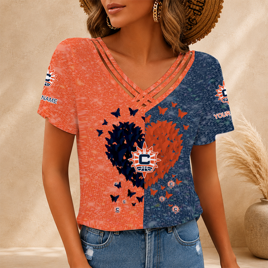 [FAN FAVORITE] NEW CUSTOMIZED WNBA03 CTS CONNECTICUT SUN V-NECK SHIRT