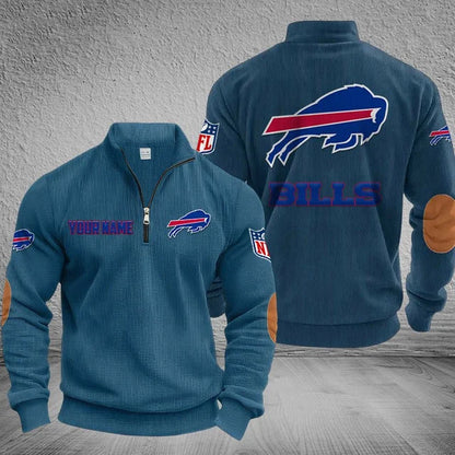 [SPECIAL OFFER] NEW CUSTOMIZED NFL03 BFB BUFFALO BILLS MULTICOLOR STRIPED QUATER ZIP SWEATSHIRT