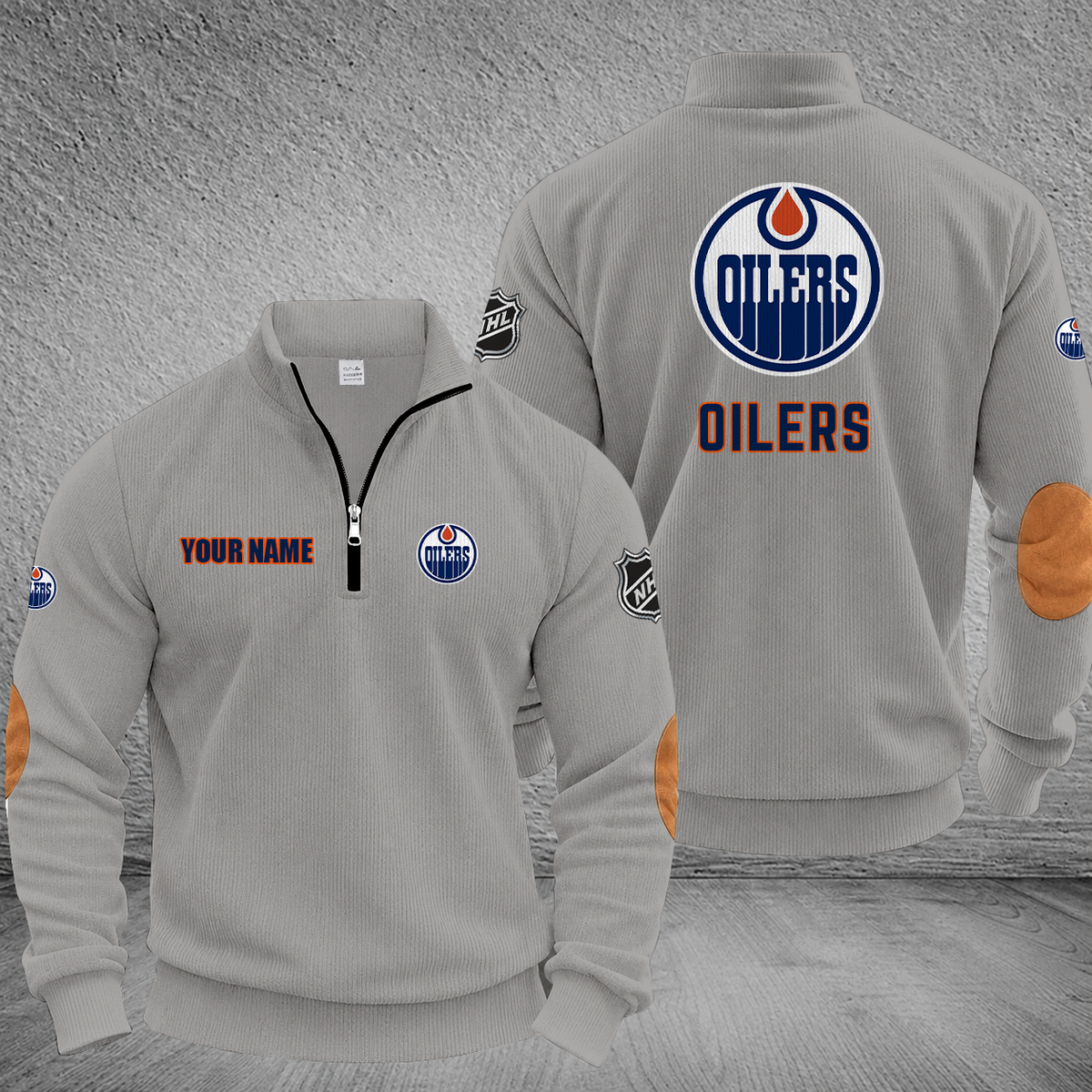 [SUPER SALE] NEW CUSTOMIZED NHL03 EMO EDMONTON OILERS MULTICOLOR STRIPED QUATER ZIP SWEATSHIRT