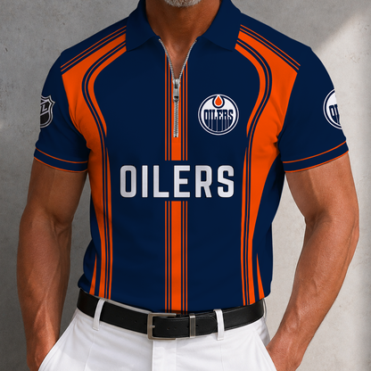 [SUPER SALE] NEW CUSTOMIZED NHL03 EMO EDMONTON OILERS POLO SHIRT