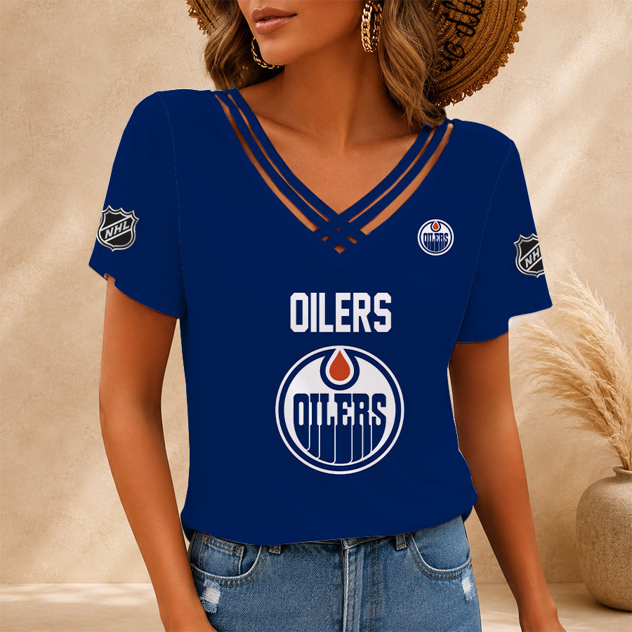 [SUPER SALE] NEW CUSTOMIZED NHL03 EMO EDMONTON OILERS V-NECK SHIRT