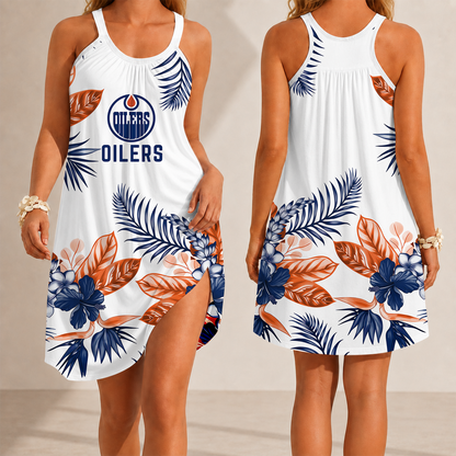 [SUPER SALE] NEW CUSTOMIZED NHL03 EMO EDMONTON OILERS CAMISOLE DRESS