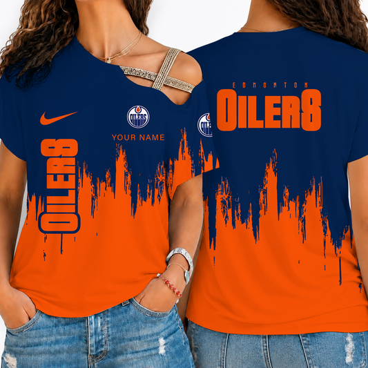 [SUPER SALE] NEW CUSTOMIZED NHL03 EMO EDMONTON OILERS SHOULDER SHIRT