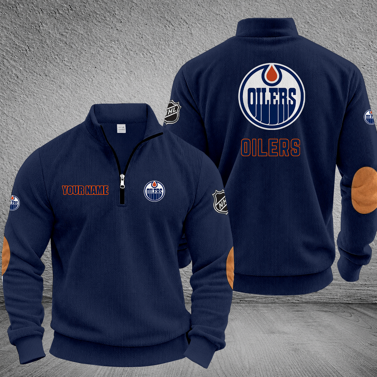 [SUPER SALE] NEW CUSTOMIZED NHL03 EMO EDMONTON OILERS MULTICOLOR STRIPED QUATER ZIP SWEATSHIRT