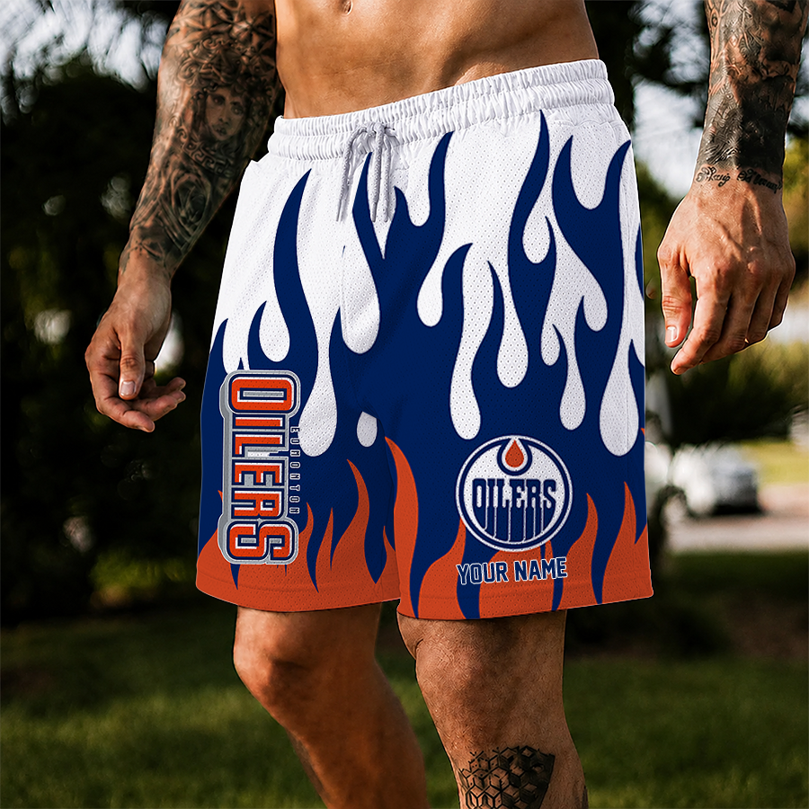 [SUPER SALE] NEW CUSTOMIZED NHL03 EMO EDMONTON OILERS SHORT PANTS