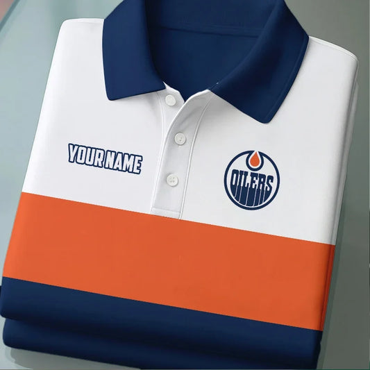 [SUPER SALE] NEW CUSTOMIZED NHL03 EMO EDMONTON OILERS POLO SHIRT