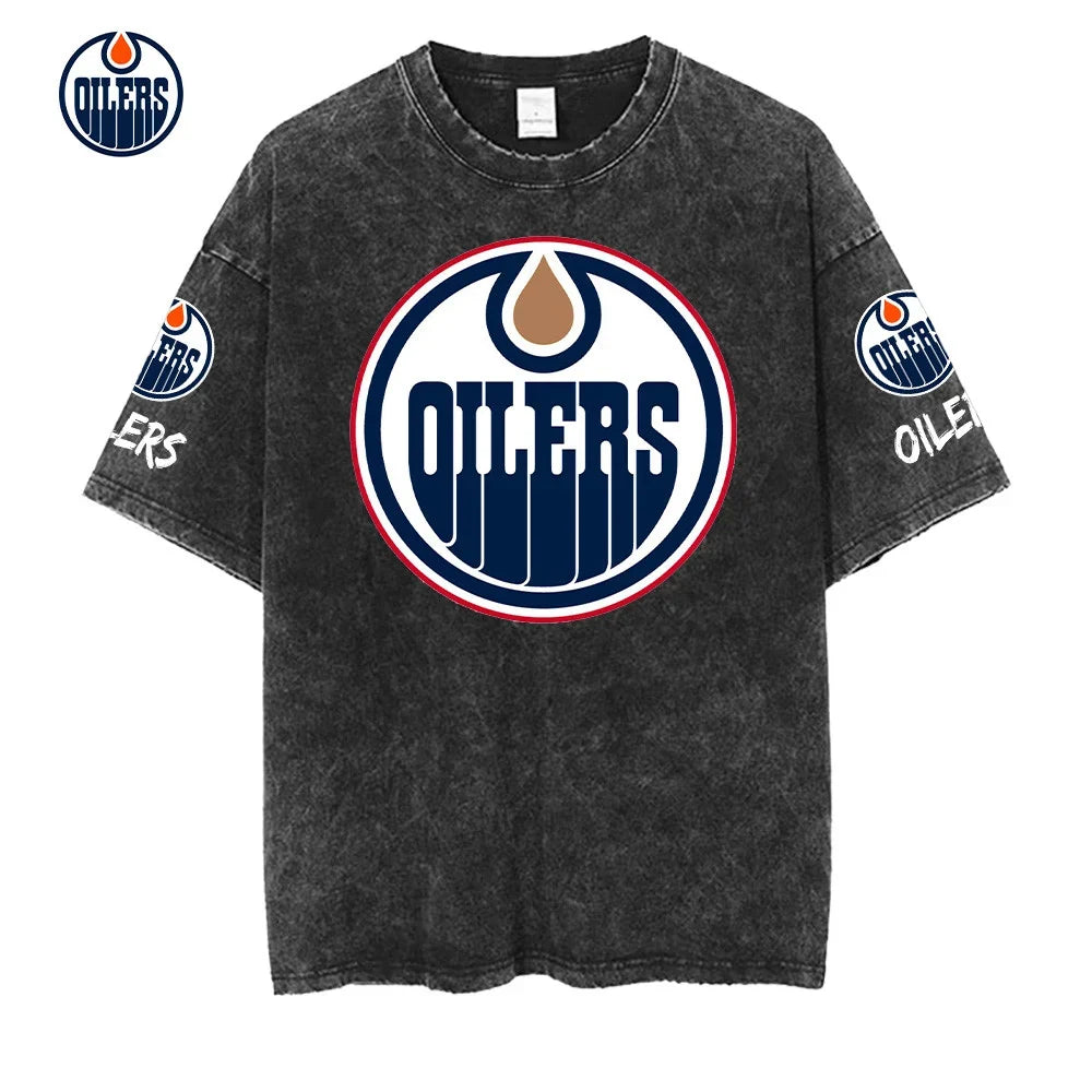 [SUPER SALE] NEW CUSTOMIZED NHL03 EMO EDMONTON OILERS MULTICOLOR WASHED TEE