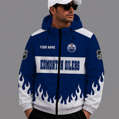 [SUPER SALE] NEW CUSTOMIZED NHL03 EMO EDMONTON OILERS WINDBREAKER JACKET