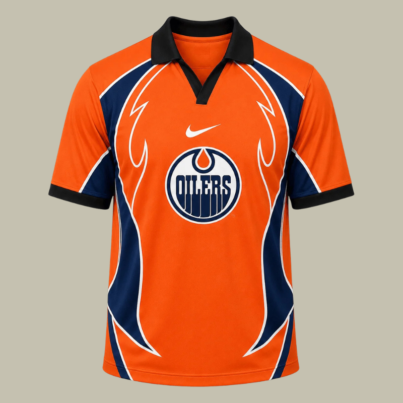 [SUPER SALE] NEW CUSTOMIZED NHL03 EMO EDMONTON OILERS POLO SHIRT