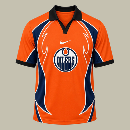 [SUPER SALE] NEW CUSTOMIZED NHL03 EMO EDMONTON OILERS POLO SHIRT